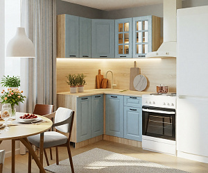 Угловой кухонный гарнитур Роял Вуд голубой Вегас 6