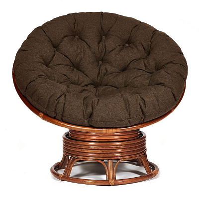 Кресло-качалка PAPASAN / ПАПАСАН 23/01 W с подушкой орех ткань коричневый