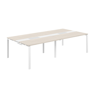 Стол переговорный комбинированный Norden Сигма 2800х1438х750 МК60х30 SG.285.OL.63.WH.WH Дуб светлый / Белый